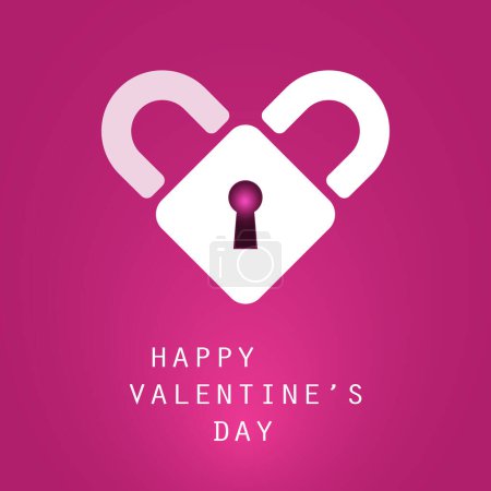 Téléchargez les illustrations : Style moderne violet Valentine's Day Card or Cover Design avec trou de serrure et serrures à coussinets - Illustration multi-usages en format vectoriel modifiable - en licence libre de droit
