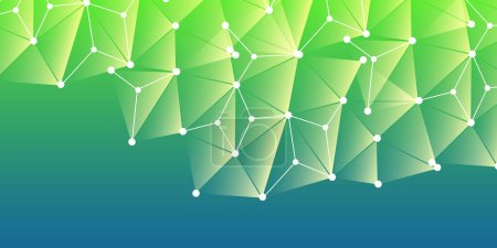 Ilustración de Conexiones - Molecular, Global, Computer and Business Network Mesh Creative Design - Abstract Green Polygonal Grid Pattern Background with Copyspace in Editable Vector Format - Imagen libre de derechos
