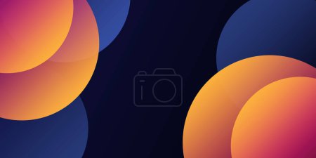 Illustration for Modern Style Background, Header or Banner Design with Large Blue and Orange Overlapping Bubbles Pattern - Multi Purpose Creative Wide Scale Template for Web with Copyspace in Editable Vector Format - Royalty Free Image