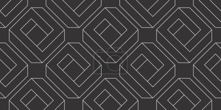 Téléchargez les illustrations : Black and White Dark Minimalist Modern Style 3D Lit Transparent Rectangular Cuboids - Mosaic Pattern, Editable Abstract Geometric Background Design, Vector Template - en licence libre de droit