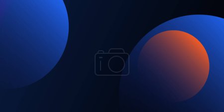 Téléchargez les illustrations : Dark Modern Style Background, Header or Banner Design with Large Blue and Orange Overlapping Bubbles Pattern,Multi Purpose Creative Wide Scale Template for Web with Copyspace in Editable Vector Format - en licence libre de droit