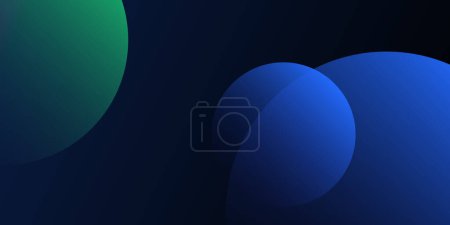Téléchargez les illustrations : Dark Modern Style Background, Header or Banner Design with Large Blue and Green Overlapping Bubbles Pattern, Multi Purpose Creative Wide Scale Template for Web with Copyspace in Editable Vector Format - en licence libre de droit