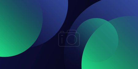 Illustration for Dark Modern Style Background, Header or Banner Design with Large Blue and Green Overlapping Bubbles Pattern, Multi Purpose Creative Wide Scale Template for Web with Copyspace in Editable Vector Format - Royalty Free Image