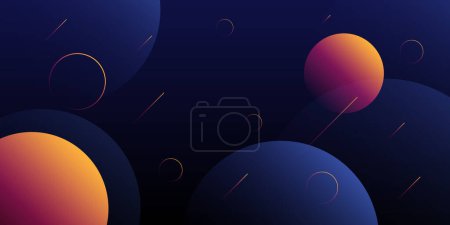 Ilustración de Modern Style Background, Header or Banner Design with Large Blue and Orange Overlapping Bubbles Pattern - Multi Purpose Creative Wide Scale Template for Web with Copyspace in Editable Vector Format - Imagen libre de derechos