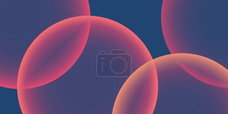 Ilustración de Dark Blue Background, Header or Banner Design with Large Red and Purple Overlaying Globes, Bubbles Pattern - Multi Purpose Creative Wide Scale Template for Web with Copyspace in Editable Vector Format - Imagen libre de derechos