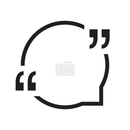 Ilustración de Black Quote Icon, Modern Style Speech Bubble with Quotation Marks - Vector Design Isolated on White Background - Imagen libre de derechos