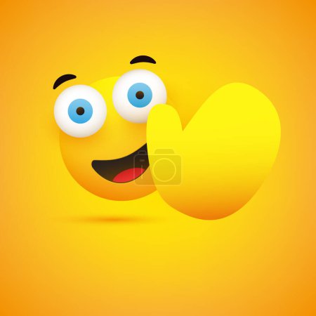 Ilustración de Emoticono sonriente simple que muestra Palm of the Hand - Diseño de vectores en fondo amarillo para aplicaciones de mensajería instantánea y web - Imagen libre de derechos