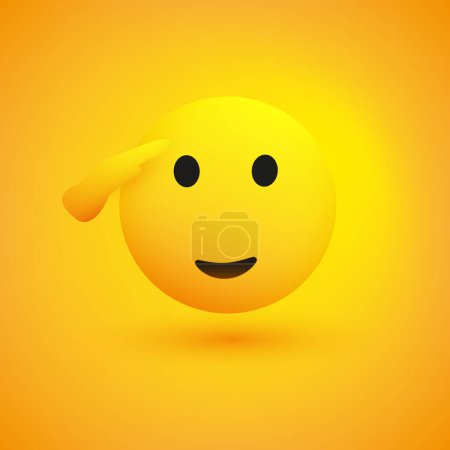 Ilustración de Saluting Face - Happy Emoji Icon Design - Yellow Face Saluting with Right Hand - Signo de respeto - Ilustración en formato vectorial editable - Imagen libre de derechos