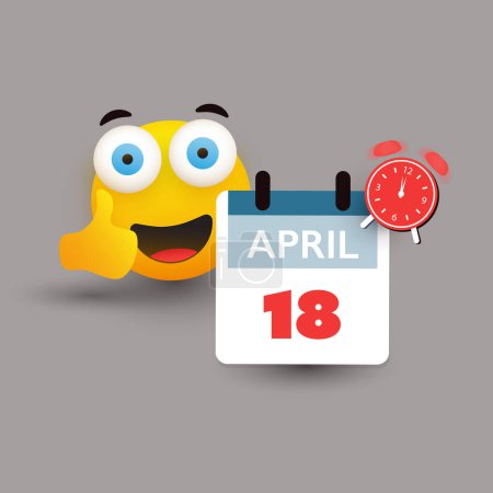 Ilustración de USA Tax Day Concept - Vector Calendar Design Template - Tax Deadline, Due Date for IRS Federal Income Tax Returns: 18th April, Year 2023 - Imagen libre de derechos