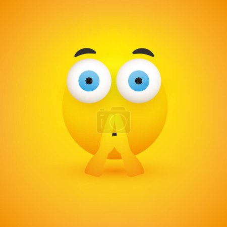 Illustration for Serious, Pondering, Thoughtful Emoji with Praying Hands - Emoticon with Open Eyes on Yellow Background - Vector Design Illustration for Web and Instant Messaging - Royalty Free Image