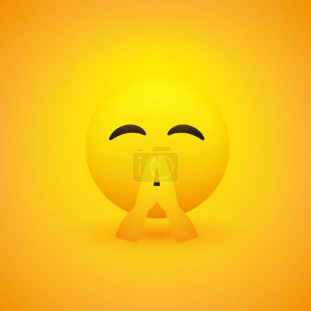 Téléchargez les illustrations : Prier Emoji avec les mains pliées - Emoticon avec les yeux fermés sur fond jaune - Illustration de conception vectorielle pour le Web et la messagerie instantanée - en licence libre de droit