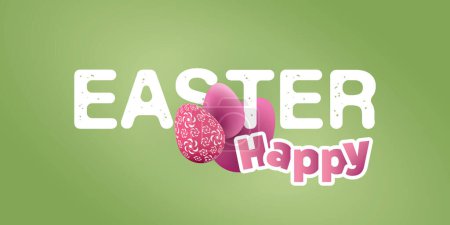 Téléchargez les illustrations : Happy Easter Card or Banner Design with Colorful Painted Easter Eggs - Wide Scale Holiday Illustration Template in Editable Vector Format - en licence libre de droit