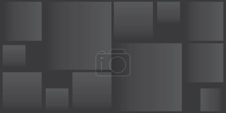 Téléchargez les illustrations : Cadres carrelés rectangulaires simples de différentes tailles, colorés dans les nuances Dark of Grey - Modèle de formes de dégradé géométrique, Texture sur fond large échelle - Modèle de conception en format vectoriel modifiable - en licence libre de droit