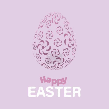 Téléchargez les illustrations : Purple Happy Easter Card with Patterned Egg - Minimalist Holiday Greeting Card, Web or Invitation Design in Editable Vector Format - en licence libre de droit