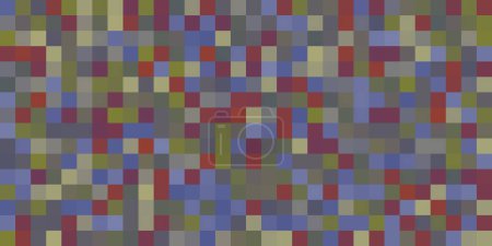 Téléchargez les illustrations : Motif de surface pixellisé sombre abstrait avec des couleurs aléatoires de sqaures - Texture géométrique de la mosaïque - Art génératif, Conception de fond vectoriel - en licence libre de droit