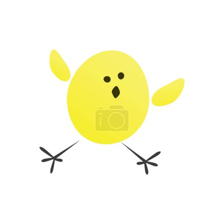 Téléchargez les illustrations : Poussin jaune sautant mignon drôle isolé sur fond blanc Format vectoriel modifiable - en licence libre de droit