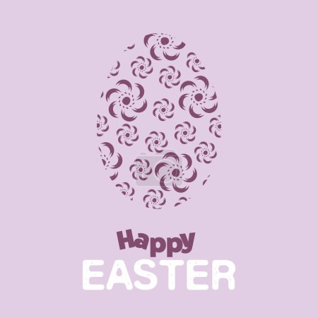 Téléchargez les illustrations : Purple Happy Easter Card with Patterned Egg - Minimalist Holiday Greeting Card, Web or Invitation Design in Editable Vector Format - en licence libre de droit