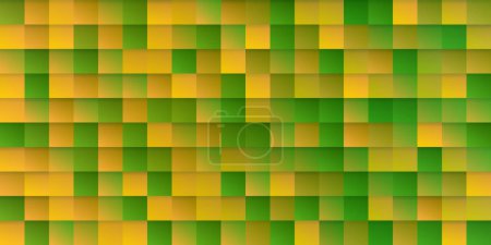 Téléchargez les illustrations : Motif de surface pixélisé coloré abstrait avec carrés orange, jaune, brun et vert de couleur aléatoire - Texture de mosaïque géométrique à grande échelle - Art génératif, Conception de fond vectoriel - en licence libre de droit