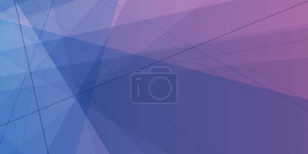 Ilustración de Colorido estilo moderno triángulo en forma de planos superpuestos translúcidos, formas geométricas y líneas patrón abstracto degradado futurista fondo vectorial azul oscuro y púrpura, plantilla de diseño - Imagen libre de derechos