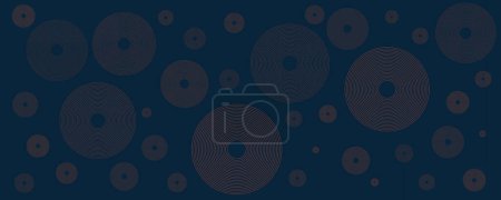 Ilustración de Fondo de patrón geométrico mínimo azul oscuro y marrón con círculos concéntricos, plantilla multipropósito, composición de formas redondas, póster, encabezado o diseño de página de aterrizaje - ilustración vectorial - Imagen libre de derechos