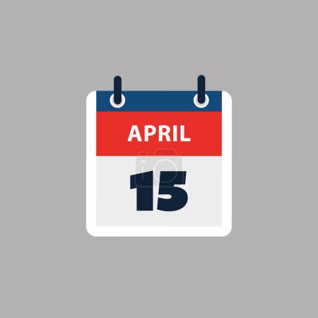 Téléchargez les illustrations : Page de calendrier simple pour le jour du 15 avril - Bannière, Graphisme isolé sur fond gris - Élément de conception pour le Web, Dépliants, Affiches, Utile pour les dessins faits pour tous les événements programmés, Réunions - en licence libre de droit