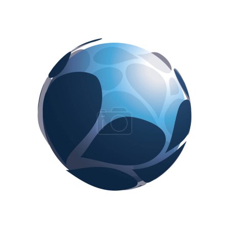 Ilustración de Concepto de globo azul vacío, vector con gran superficie de patrón de pétalos oscuros alrededor - Objeto aislado sobre fondo blanco - Ilustración multipropósito, Plantilla de diseño para Web - Imagen libre de derechos