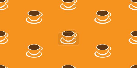 Ilustración de Inconsútil naranja y café taza o sopa Bowl iconos patrón en gran escala fondo naranja - Plantilla de diseño en formato vectorial editable - Imagen libre de derechos