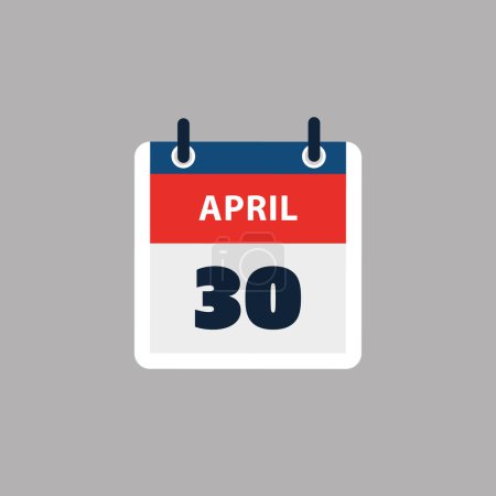 Ilustración de Página de calendario simple para el día 30 de abril - Banner, Diseño gráfico aislado sobre fondo gris - Elemento de diseño para web, volantes, carteles, útil para diseños hechos para cualquier evento programado, reuniones - Imagen libre de derechos