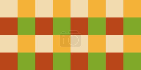 Téléchargez les illustrations : Motif de surface carrelé abstrait avec des carrés orange, rouge, brun et vert colorés aléatoirement - Texture mosaïque géométrique à grande échelle - Art génératif, Conception de fond vectoriel - en licence libre de droit
