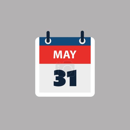 Illustration for Simple Calendar Page for Day of 31st May - Banner, Graphic Design Isolated on Grey Background - Design Element for Web, Flyers, Posters, Useful for Designs Made for Any Scheduled Events, Meetings - Royalty Free Image