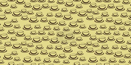Illustration for Many Random Placed Brown Coffee Cup or Soup Bowl Symbols of Various Sizes - Seamless Pattern on Wide Scale Beige Background - Design Template in Editable Vector Format - Royalty Free Image