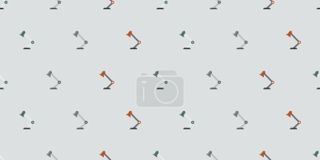 Illustration for Colorful Seamless Pattern - Set of Many Desktop Reading Lamp Objects - Side View - Texture, Vector Design Illustration on Grey Background - Royalty Free Image