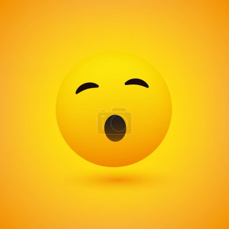 Illustration for Sleepy Emoji Vector Illustration - Yawning Face with Open Mouth, Emoji with Closed Eyes - Popular Chat Element - Trending Emoticon on Yellow Background - Royalty Free Image