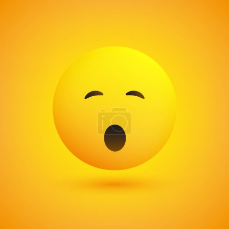 Illustration for Sleepy Emoji Vector Illustration - Yawning Face with Open Mouth, Emoji with Closed Eyes - Popular Chat Element - Trending Emoticon on Yellow Background - Royalty Free Image
