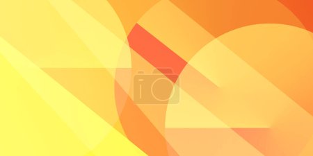 Ilustración de Diseño de fondo abstracto amarillo, naranja y rojo - Formas geométricas: círculos, triángulos, cuadrados, rayas, líneas - Gradiente de color - Banner web moderno, futurista, colorido y brillante - Imagen libre de derechos