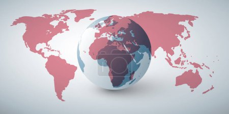 Illustration for Earth Globe and World Map Design Layout - Global Business, Technology, Globalization Concept, Multi Purpose Vector Template - Royalty Free Image