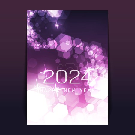 Illustration for Abstract New Year Flyer, Card or Cover Design with Blurry Frozen Ice Crystals Pattern for Year 2024 - Royalty Free Image