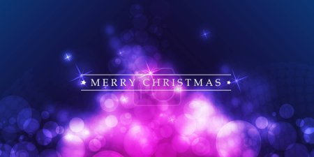 Illustration for Colorful Happy Holidays, Merry Christmas Greeting Card Template with Label on a Glowing, Sparkling Blurred Background - Royalty Free Image