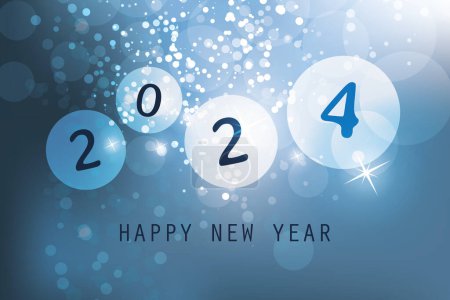 Ilustración de Mejores deseos - Blue Abstract Modern Style Happy New Year Tarjeta de felicitación, portada o fondo, plantilla de diseño creativo - 2024 - Imagen libre de derechos