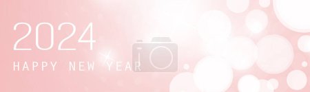 Illustration for Abstract Pink and White Glossy Horizontal Christmas, New Year Header or Banner, Blurry Vector Design with Bokeh Effect for Year 2024 - Royalty Free Image