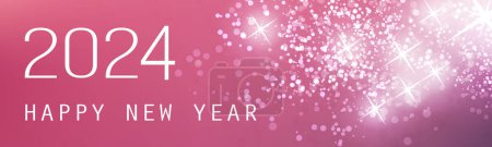 Illustration for Abstract Pink and White Glossy Horizontal Christmas, New Year Header or Banner, Blurry Vector Design with Bokeh Effect for Year 2024 - Royalty Free Image
