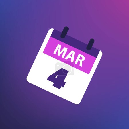 Illustration for Calendar Page Design for Day of 4th March - Banner, Design Element for Web, Flyers, Posters, Useful for Designs Made for Any Scheduled Events, Meetings - Royalty Free Image