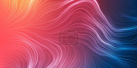 Illustration for White Moving, Flowing Stream of Particles in Curving, Wavy Lines - Digitally Generated Futuristic Abstract 3D Geometric Colorful Background Design, Landing Page Template in Editable Vector Format - Royalty Free Image