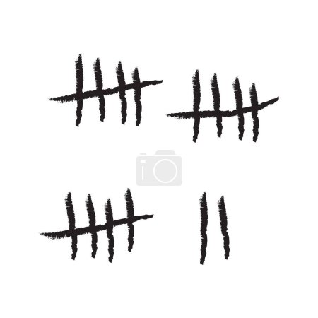Illustration for Never Give Up - Counting the Days - Black Tally Marks Isolated on White Background, Vector Concept Design - Royalty Free Image