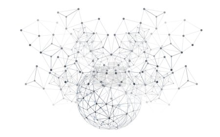 Illustration for Black and White Modern Minimal Style Polygonal Networks Structure, Digital Telecommunications Concept Design,Network Connections, Transparent Geometric Wireframe, Creative Isolated Vector Illustration - Royalty Free Image