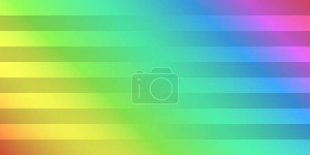 Foto de Rayas horzontales gruesas de rectángulos brillantes translúcidos coloreados en colores del arco iris - Patrón vívido multicolor geométrico brillante sobre fondo de degradado abstracto borroso - Plantilla de diseño vectorial - Imagen libre de derechos