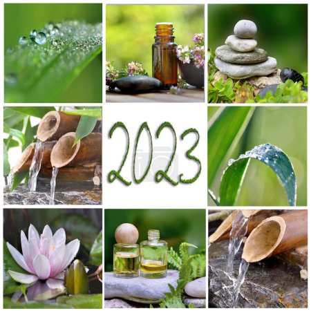 Téléchargez les photos : Carte de voeux 2023 - concept bien-être et zen comme dans la nature - en image libre de droit