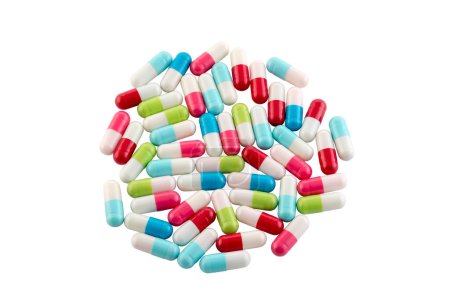 Téléchargez les photos : Colorful pills isolated on white background with clipping path - en image libre de droit