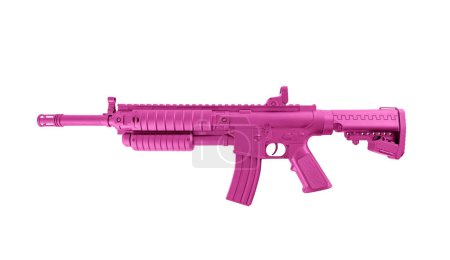 Téléchargez les photos : Fusil d'assaut rose isolé sur fond blanc avec chemin de coupe - en image libre de droit