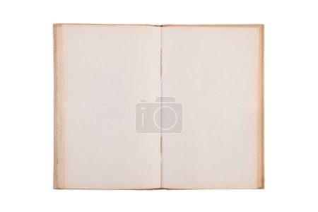 Foto de Abrir libro viejo con páginas en blanco aisladas sobre fondo blanco con ruta de recorte - Imagen libre de derechos